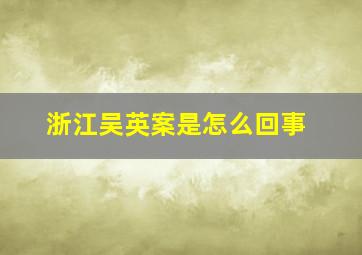 浙江吴英案是怎么回事