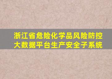 浙江省危险化学品风险防控大数据平台生产安全子系统