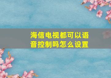 海信电视都可以语音控制吗怎么设置