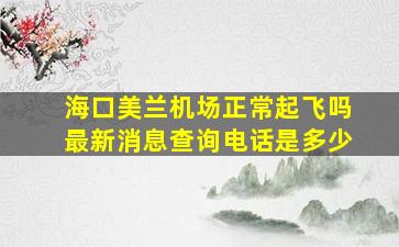 海口美兰机场正常起飞吗最新消息查询电话是多少