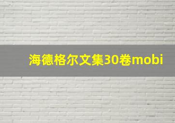 海德格尔文集30卷mobi