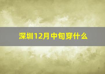 深圳12月中旬穿什么