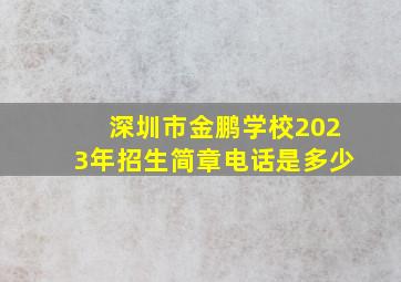 深圳市金鹏学校2023年招生简章电话是多少