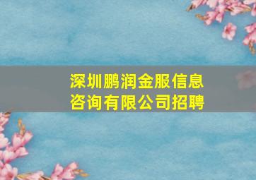 深圳鹏润金服信息咨询有限公司招聘