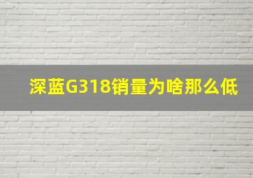 深蓝G318销量为啥那么低