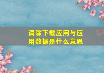 清除下载应用与应用数据是什么意思