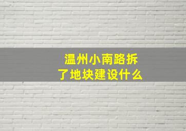 温州小南路拆了地块建设什么