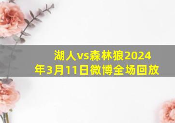 湖人vs森林狼2024年3月11日微博全场回放