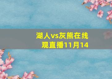 湖人vs灰熊在线观直播11月14