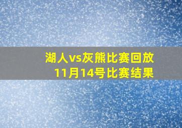 湖人vs灰熊比赛回放11月14号比赛结果