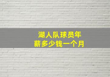 湖人队球员年薪多少钱一个月