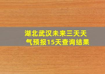 湖北武汉未来三天天气预报15天查询结果