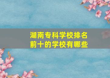 湖南专科学校排名前十的学校有哪些