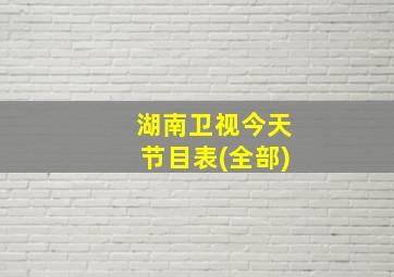 湖南卫视今天节目表(全部)