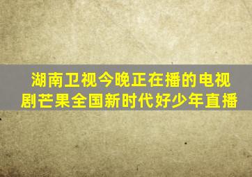 湖南卫视今晚正在播的电视剧芒果全国新时代好少年直播