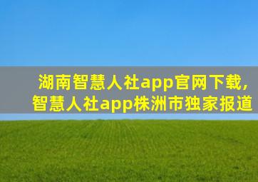 湖南智慧人社app官网下载,智慧人社app株洲市独家报道