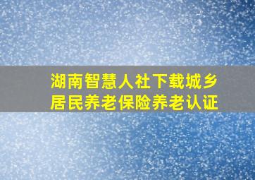 湖南智慧人社下载城乡居民养老保险养老认证