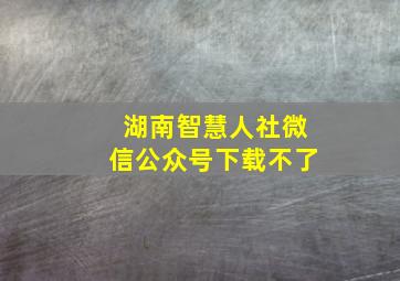 湖南智慧人社微信公众号下载不了