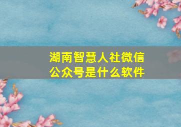 湖南智慧人社微信公众号是什么软件