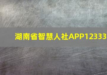 湖南省智慧人社APP12333