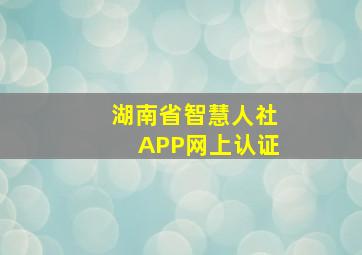 湖南省智慧人社APP网上认证