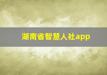 湖南省智慧人社app