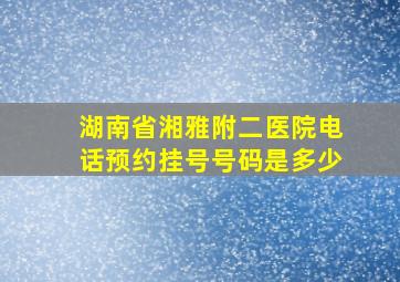 湖南省湘雅附二医院电话预约挂号号码是多少