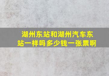 湖州东站和湖州汽车东站一样吗多少钱一张票啊