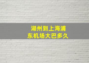 湖州到上海浦东机场大巴多久