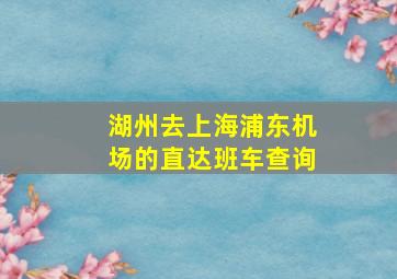 湖州去上海浦东机场的直达班车查询