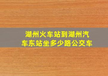 湖州火车站到湖州汽车东站坐多少路公交车