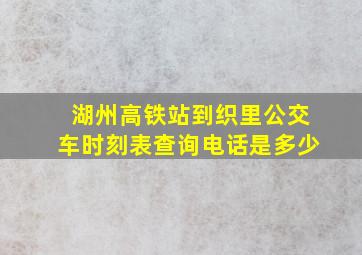 湖州高铁站到织里公交车时刻表查询电话是多少