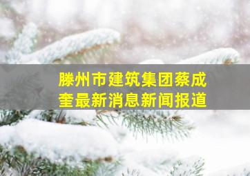 滕州市建筑集团蔡成奎最新消息新闻报道