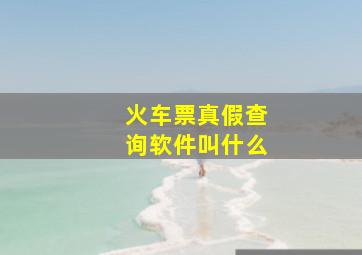 火车票真假查询软件叫什么