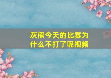 灰熊今天的比赛为什么不打了呢视频