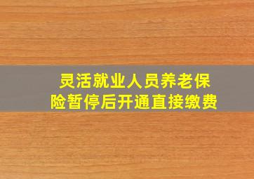 灵活就业人员养老保险暂停后开通直接缴费