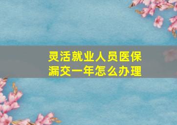 灵活就业人员医保漏交一年怎么办理