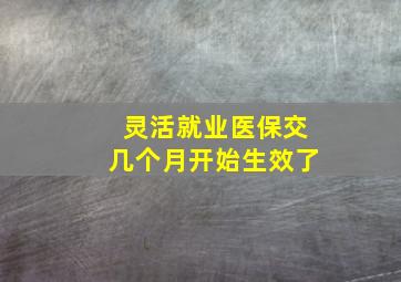 灵活就业医保交几个月开始生效了