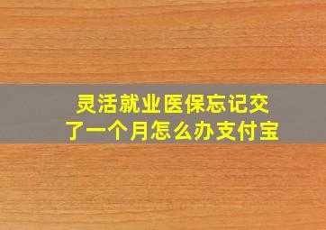 灵活就业医保忘记交了一个月怎么办支付宝