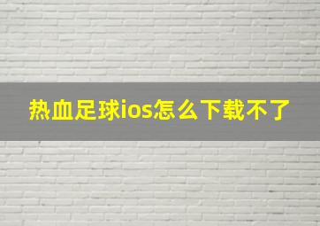 热血足球ios怎么下载不了