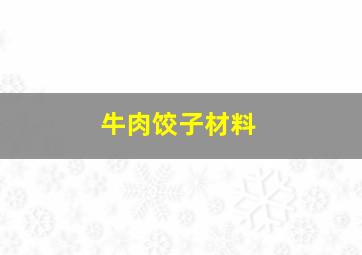 牛肉饺子材料