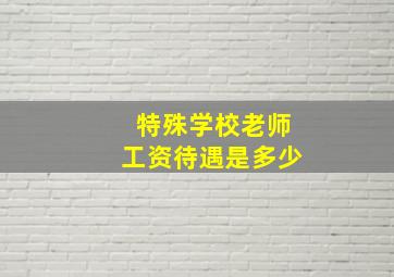 特殊学校老师工资待遇是多少