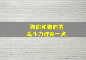 狗熊和猎豹的战斗力谁强一点