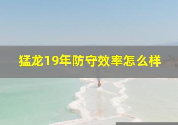 猛龙19年防守效率怎么样