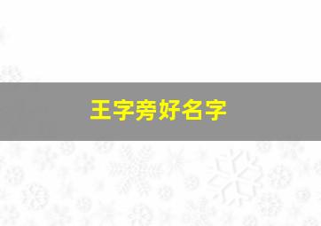 王字旁好名字