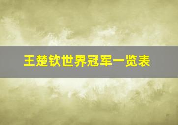 王楚钦世界冠军一览表