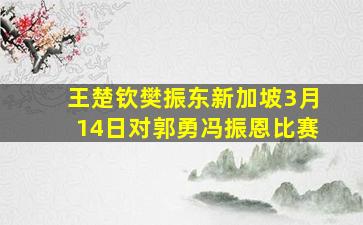 王楚钦樊振东新加坡3月14日对郭勇冯振恩比赛