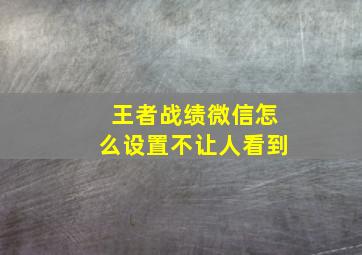 王者战绩微信怎么设置不让人看到