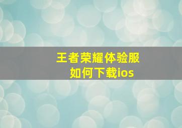 王者荣耀体验服如何下载ios