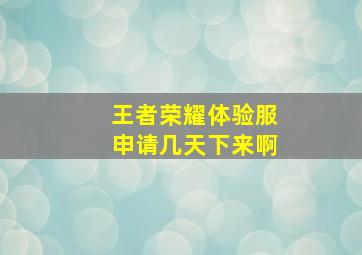 王者荣耀体验服申请几天下来啊